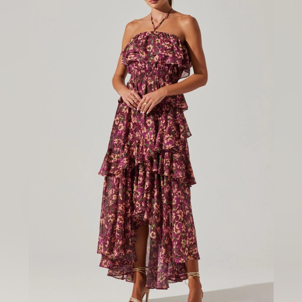 NWT ASTR The Label Elena Purple Floral Dress Size S